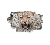 Léopard Autocollants De Décoration Murale 3D Nature Stickers Muraux Stickers Muraux Brisés 3D Animal Vinyle Mural Pour Chambre D'Enfant, Salon, Pépinière, Décoration Murale 65x98cm