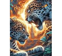 Léopard aux yeux de feu dans une lueur magique 300 Pièces Puzzle Adulte En Carton Sans Déformation Faune sauvage et animaux de compagnie Très Difficile Haute Difficulté Anti-Stress Décoration Murale I