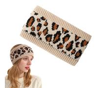 Léopard Bandeau Cheveux Femme Hiver, Bandeau de Tête Sportif en Tricot Confortable Couverture d'oreille d'hiver à la Mode et Enveloppe de Tête élastique pour Courir en Plein Air, Ski, Cadeaux