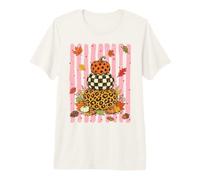 Léopard Citrouille Stack Rose Rayures Mignon Automne Automne Style T-Shirt Haut de Gamme