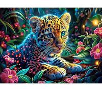 Léopard coloré Ciel étoilé 1000 Pieces Casse-tête Amateur d'art en Carton Haute Qualité Faune Sauvage Difficile Niveau Expert Décoration Murale Cadeau Fête des Mères Haute Qualité 1000 PCS