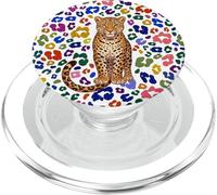 Leopard Colorful Animal Print Wildlife Aesthetic Design PopSockets PopGrip pour MagSafe