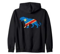 Léopard Congo Rugissant - Drapeau RDC Fier Sweat à Capuche