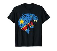 Léopard Congo Rugissant - Drapeau RDC Fier T-Shirt