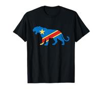 Léopard Congo Rugissant - Drapeau RDC Fier T-Shirt