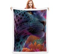 Léopard Couverture Hiver 100x130cm Couverture Lestée Animal, Couverture Chaude et Confortable, Super Douce et Moelleuse, Fleece Blanket Lavable à la Machine Facile à Manipuler pour Salon A-4803