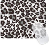Leopard Cute Personality Mousepad Square Mouse Mat with Rubber Base Waterproof and Non-Slip Mousepad for Office,Work,Computer,Home,Black & Grey