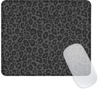 Leopard Cute Personality Mousepad Square Mouse Mat with Rubber Base Waterproof and Non-Slip Mousepad for Office,Work,Computer,Home,Black