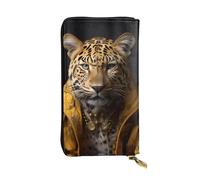 Léopard dans une veste en cuir imprimé portefeuille long en cuir léger et imperméable au design élégant adapté pour un cadeau et un usage quotidien