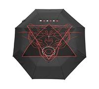 Léopard d'art Noir Rouge Parapluie Pliant Ouverture et Fermeture Automatique Protection UV Parapluies Pliant Coupe-Vent Ultra-léger pour Voyager Plage Femmes Enfants Fille