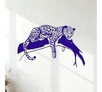 Léopard de dessin animé jouant sur un arbre, animaux de la jungle pour enfants, tigre, chat, branche Décorations murales en vinyle Plusieurs tailles disponibles 42x67.1cm Bleu foncé