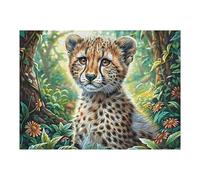 Léopard de la Jungle 500 Pieces Casse-tête Débutant en Carton Épais Facile Apprentissage Loisir Créatif Activité Manuelle Décoration Murale Cadeau Saint Valentin 500 PCS/52×38cm