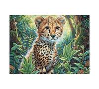 Léopard de la Jungle 500 Pieces Casse-tête Famille en Carton Épais Anti-Déchirure Difficulté Moyenne Jeu De Société Anti-Stress Loisir Créatif Pas Cher Premium 500 PCS/52×38cm