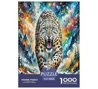 Léopard de Neige Puzzle 1000 Pieces Cadeau Unique Jeu Éduchatif Défi Jouet À De Qualité Supérieure Peinture Art pour Adultes Enfants 38x26cm/1000pcs