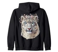 Léopard des neiges avec Fleurs Zoo Chats Filles Tout-Petits ou Femmes Sweat à Capuche