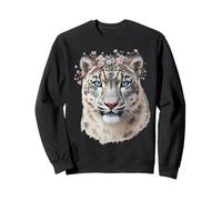 Léopard des neiges avec Fleurs Zoo Chats Filles Tout-Petits ou Femmes Sweatshirt