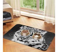Léopard des neiges,Tapis d'alimentation pour Animaux de Compagnie, Sets de Table en Cuir PU pour Chats et Chiens,40x60cm