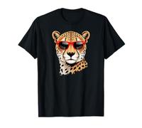 Leopard Design Wild Animal Feline Red Glass Big Cat T-Shirt
