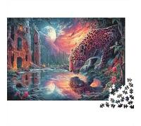 Leopard Drinks par Moonlight Ruins Puzzle 1000 Pièces Faune Sauvage pour Adultes Anti-Stress 52x38cm/1000pcs