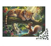 Leopard Écureuil Forêt 1000pcs Mini Puzzle pour Famille Cadeau | 38x26cm Carton Décoration De Salon Coupe Précise Cadeau D'anniversaire Détente