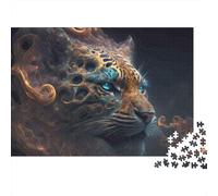 Léopard Esprit Mythique Puzzle 1000 Pièces pour Adultes Portrait Mystique d'un Lion de Pierre Ancien Mythique Défiant Premium Épais Robuste Vibrant Anti-Stress Décor Familial 52x38cm/1000pcs