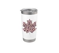 Léopard Feuille d'érable Automne Arbre Feuilles Automne Saison Femme Fille Gobelet isotherme en acier inoxydable double paroi