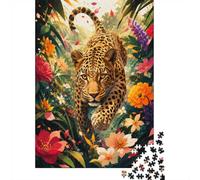 Léopard Fleurs 1000 Pièces Mini Puzzle pour Adultes