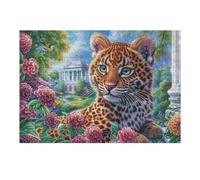Léopard Forêt Fleurie Faune Sauvage Nature Sauvage Rural Puzzle 300 Pièces pour Adultes Agréable Amusant Et Créatif Parfait pour Hobby Et Loisirs Calmes 300 PCS（40x28cm）