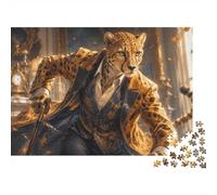 Leopard Gentleman Art Puzzle, 1000 Pièces pour Adultes Haute Qualité | 52x38cm Carton, Exercice Mental, Ajustement Précis, Amateurs De Puzzles, Réduction Du Stress