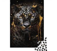 Leopard Gold Splash 1000pcs Mini Puzzle pour Adultes Difficile | 70x50cm Carton Décor Salon Structure Durable Cadeau Anniversaire Soulagement Du Stress