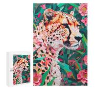 Leopard in Floral Jungle Puzzle 1000 Pièces Educa Jouet en Bois Cadeau Unique Décoration Intérieure Jeu Éducatif Challenge Toy Adultes Et Enfants À Partir De 14 Ans 1000 PCS