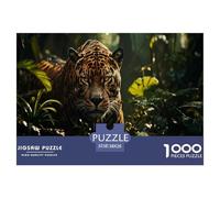 Léopard in Green Leaves Puzzle 1000 Pièces Adultes Animaux Puzzles 1000 Pièces Peinture Art Décor À La Maison 38x26cm/1000pcs
