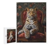 Leopard in Royal Chair Puzzle 1000 Pièces Educa Jouet en Bois Cadeau Unique Décoration Intérieure Jeu Éducatif Challenge Toy Adultes Et Enfants À Partir De 14 Ans 500 PCS