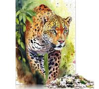 Leopard in The Jungle Puzzle 1000 Pieces Cadeau Unique Jeu Éducatif Défi Jouet À De Qualité Supérieure Peinture Art pour Adultes Et Enfants À Partir De 14 Ans 1000pcs (38x26cm)