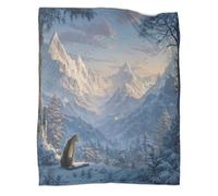 Léopard in The Snow Looking at The Mountains Couverture Imprimée Chaude Et Douce pour Camping en Plein Air Couvre-lit Quatre Saisons pour Chambre À Coucher 70x80inch(180x200cm)