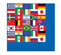 léopard International Drapeau Boisson Serviettes, Papier, Blue, White, Red, Black, Green, 6.5"