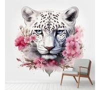 Léopard Jungle Esthétique Photo Papier Peint 300x210 cm, Coloré Fleurs Afrique Animaux Wallpaper Poster, Abstrait PVC Stickers Muraux Pour Chambre Salon Cuisine Décoration Murale