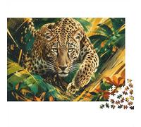 Leopard Jungle Feuilles 1000pcs Mini Puzzle pour Adultes Difficile | 70x50cm Carton Décor Salon Structure Durable Cadeau Anniversaire Relaxation