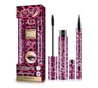 Léopard-Kit de maquillage léopard Mascara noir + crayon Eyeliner, grands yeux, Kit de cosmétiques en Fiber 4D