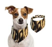 Léopard Lion Peau de Tigre Fourrure Bringée,Bandanas pour Chien, écharpe en Coton, Bavoirs réglables pour Animaux de Compagnie,M