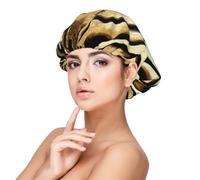 Léopard Lion Peau de Tigre Fourrure Bringée,Bonnet de nuit en satin pour adulte - Bonnet de nuit élastique pour femme, couvre-cheveux de nuit