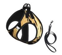 Léopard Lion Peau de Tigre Fourrure Bringée,Harnais pour Animaux de Compagnie, Harnais réfléchissant réglable pour Chien,S