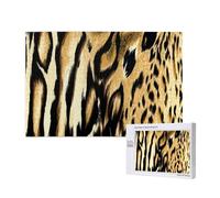 Léopard Lion Peau de Tigre Fourrure Bringée,Puzzle Familial en Bois de 1 000 pièces pour Adultes et Adolescents, décoration d'intérieur