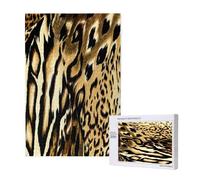 Léopard Lion Peau de Tigre Fourrure Bringée,Puzzle Familial en Bois de 1 000 pièces pour Adultes et Adolescents
