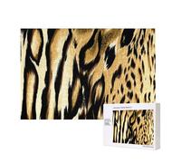 Léopard Lion Peau de Tigre Fourrure Bringée,Puzzle Familial en Bois de 300 pièces pour Adultes et Adolescents, décoration d'intérieur