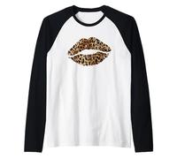 Léopard Lips Trendy Kiss Mouth Femme Imprimé Animal Guépard Manche Raglan