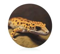 Leopard Little Gecko Planche à découper ronde en verre trempé Planche à découper unique pour pizza, légumes, fruits, fromage et charcuterie