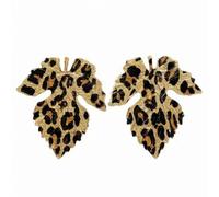 Leopard Maple Leaf Earrings,Gold Black Fall Dangle Earrings for Women