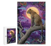 Leopard Moonlit Forest Art Print Puzzle 1000 Pièces Educa Jouet en Bois Cadeau Unique Décoration Intérieure Jeu Éducatif Challenge Toy Adultes Et Enfants À Partir De 14 Ans 1000 PCS