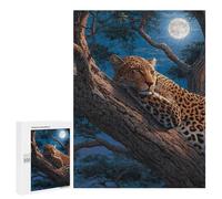 Leopard Moonlit Tree Rest Puzzle 1000 Pièces Educa Jouet en Bois Cadeau Unique Décoration Intérieure Jeu Éducatif Challenge Toy Adultes Et Enfants À Partir De 14 Ans 500 PCS